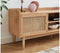 *****MESA DE TV ACABADO DE MADERA NATURAL CON CASQUILLOS DORADOS