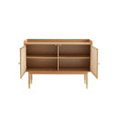 CREDENZA ACABADO DE MADERA NATURAL CON CASQUILLOS DORADOS