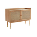 CREDENZA ACABADO DE MADERA NATURAL CON CASQUILLOS DORADOS