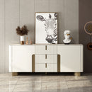 CREDENZA BEIGE CON TOPE DE MARMOL Y PATAS DORADAS