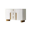 CREDENZA BEIGE CON TOPE DE MARMOL Y PATAS DORADAS