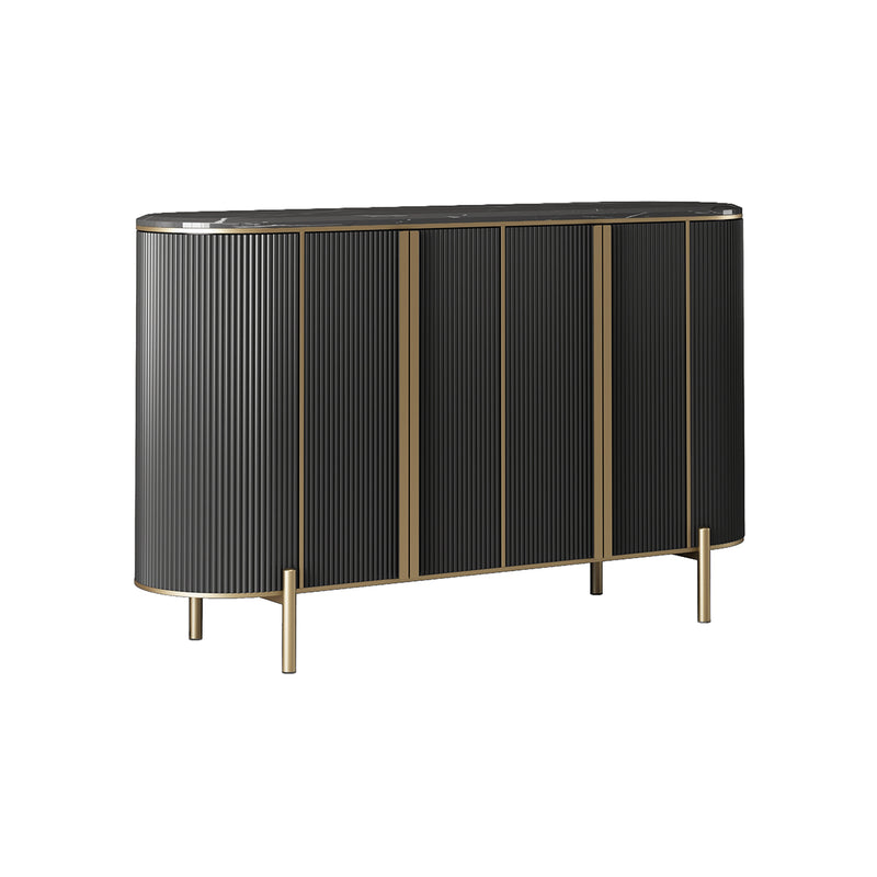 CREDENZA GRIS CON TOPE DE MARMOL Y PATAS DORADAS