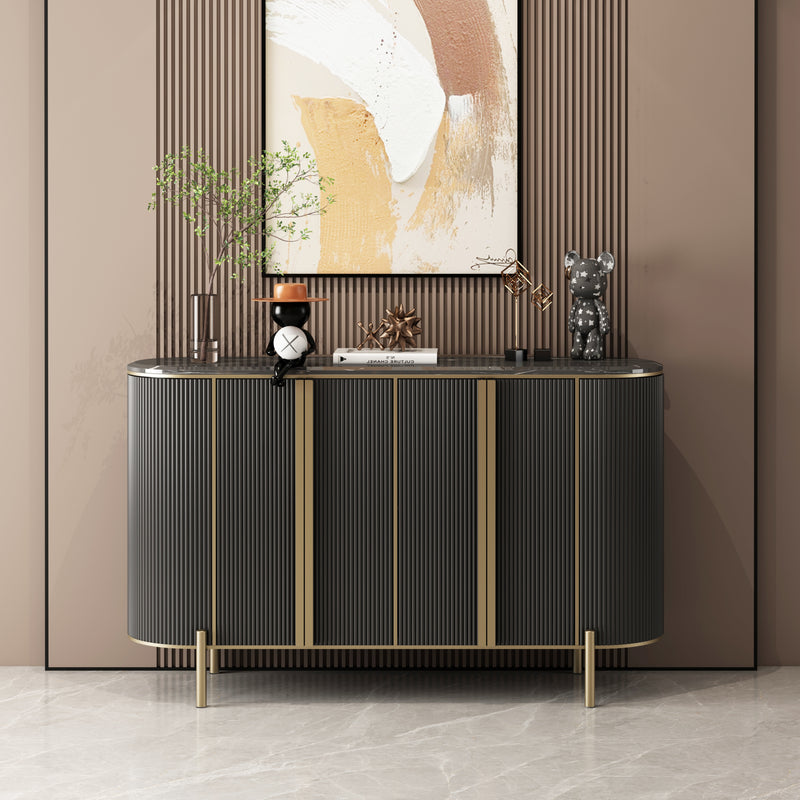 CREDENZA GRIS CON TOPE DE MARMOL Y PATAS DORADAS