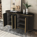 CREDENZA GRIS CON TOPE DE MARMOL Y PATAS DORADAS
