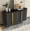 CREDENZA GRIS CON TOPE DE MARMOL Y PATAS DORADAS