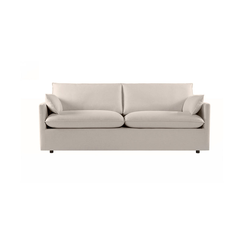 SOFA ESTACIONARIO DE TRES ASIENTOS EN TELA  BEIGE