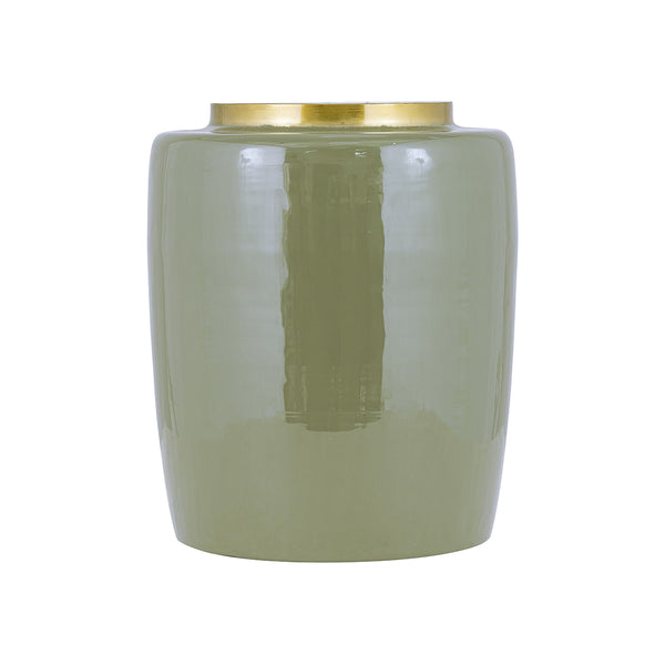 JARRON VERDE CON DORADO