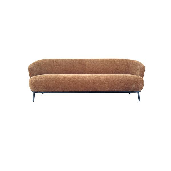 SOFA ESTACIONARIO DE TRES ASIENTOS EN TELA MARRON