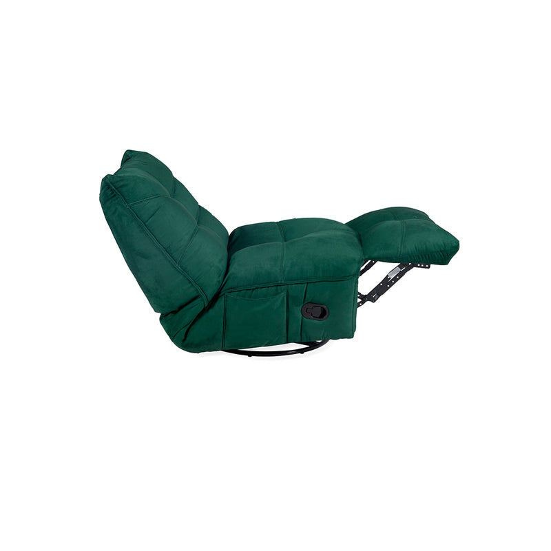 BUTACA RECLINABLE MANUAL GIRATORIA EN TELA VERDE