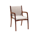 SILLA DE COMEDOR IBIZA CON BRAZO ACABADO DE MADERA Y TELA 123