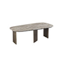 MESA DE CENTRO CON TOPE DE MARMOL Y BASE EN METAL