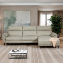 SOFA SECCIONAL RECLINABLE ELECTRICO EN TELA BEIGE Y PATAS NEGRAS