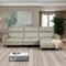 SOFA SECCIONAL RECLINABLE ELECTRICO EN TELA BEIGE Y PATAS NEGRAS