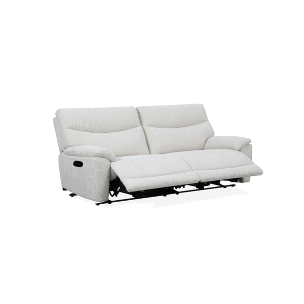 SOFA RECLINABLE MANUAL DE TRES ASIENTOS EN TELA BEIGE