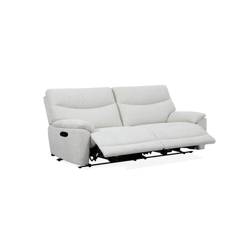 SOFA RECLINABLE MANUAL DE TRES ASIENTOS EN TELA BEIGE