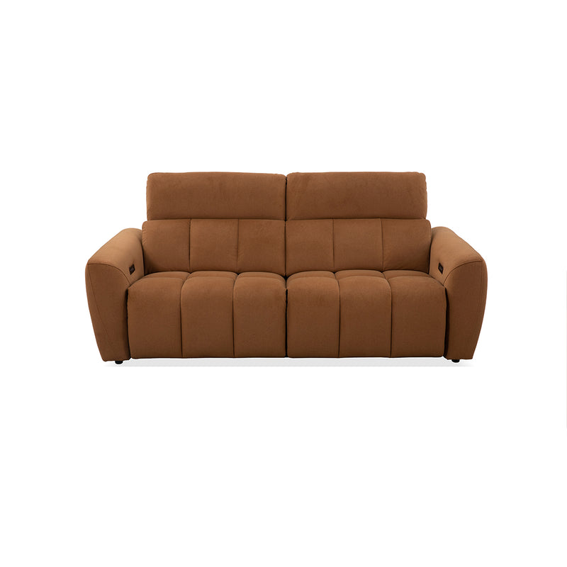 SOFA RECLINABLE ELECTRICO DE DOS ASIENTOS EN TELA MARRON