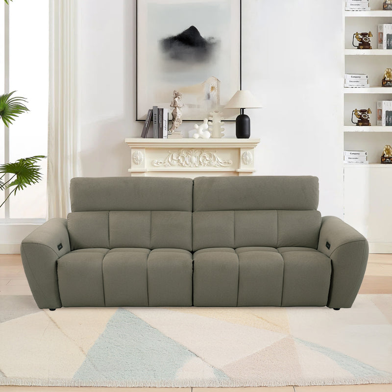 SOFA RECLINABLE ELECTRICO DE TRES ASIENTOS EN TELA VERDE