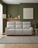 SOFA RECLINABLE ELECTRICO DE TRES ASIENTOS EN TELA GRIS
