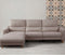 SOFA SECCIONAL RECLINABLE ELECTRICO EN TELA MARRON Y PATAS ACABADO DE MADERA