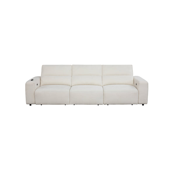 SOFA RECLINABLE ELECTRICO DE TRES ASIENTOS EN TELA  BLANCA