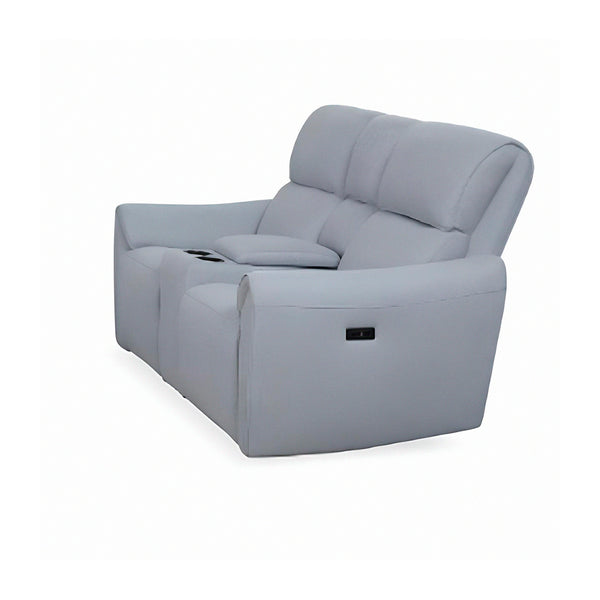 SOFA RECLINABLE DE DOS ASIENTOS ELECTRICO EN TELA GRIS