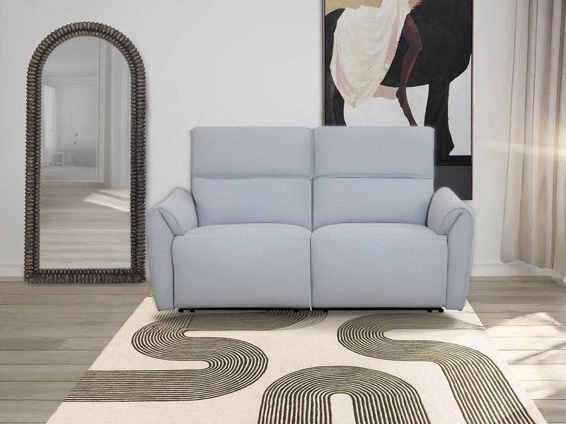 SOFA RECLINABLE DE TRES ASIENTOS ELECTRICO EN TELA GRIS