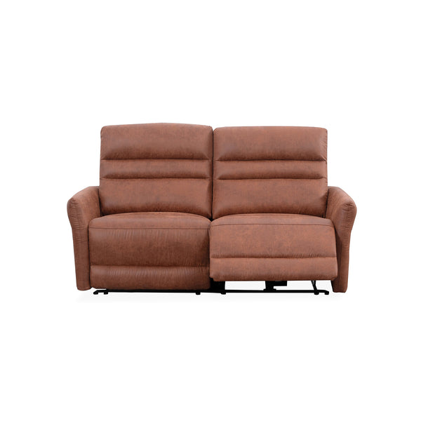 SOFA RECLINABLE ELECTRICO DE TRES ASIENTOS EN  TELA CAMEL