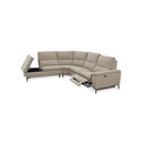 SOFA SECCIONAL RECLINABLE  ELECTRICO EN TELA BEIGE Y PATAS CROMADAS