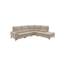 SOFA SECCIONAL RECLINABLE  ELECTRICO EN TELA BEIGE Y PATAS CROMADAS
