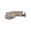 SOFA SECCIONAL RECLINABLE  ELECTRICO EN TELA BEIGE Y PATAS CROMADAS