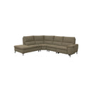 SOFA SECCIONAL RECLINABLE  ELECTRICO EN TELA VERDE Y PATAS CROMADAS