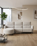 SOFA SECCIONAL RECLINABLE ELECTRICO EN TELA BEIGE