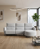 SOFA SECCIONAL RECLINABLE ELECTRICO EN TELA GRIS