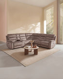 SOFA SECCIONAL RECLINABLE  ELECTRICO EN TELA MARRON