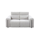 SOFA RECLIBALE ELECTRICO DE DOS ASIENTOS EN TELA GRIS Y PATAS NEGRAS