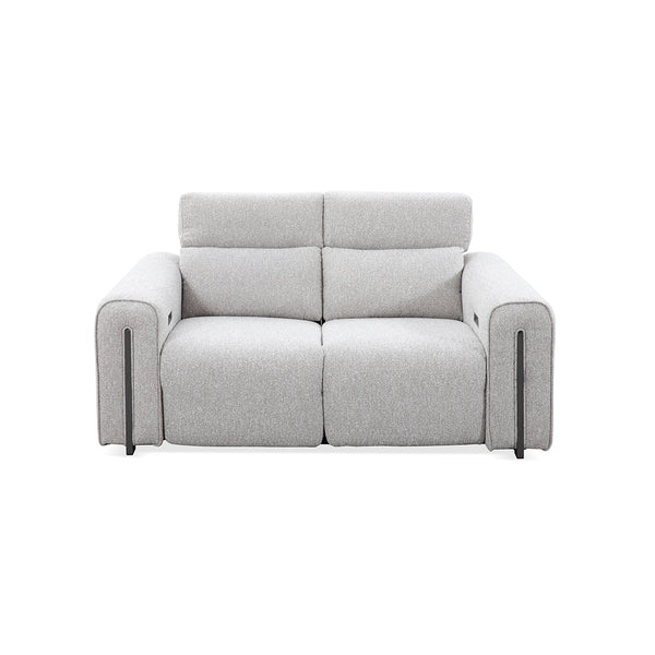 SOFA RECLIBALE ELECTRICO DE DOS ASIENTOS EN TELA GRIS Y PATAS NEGRAS