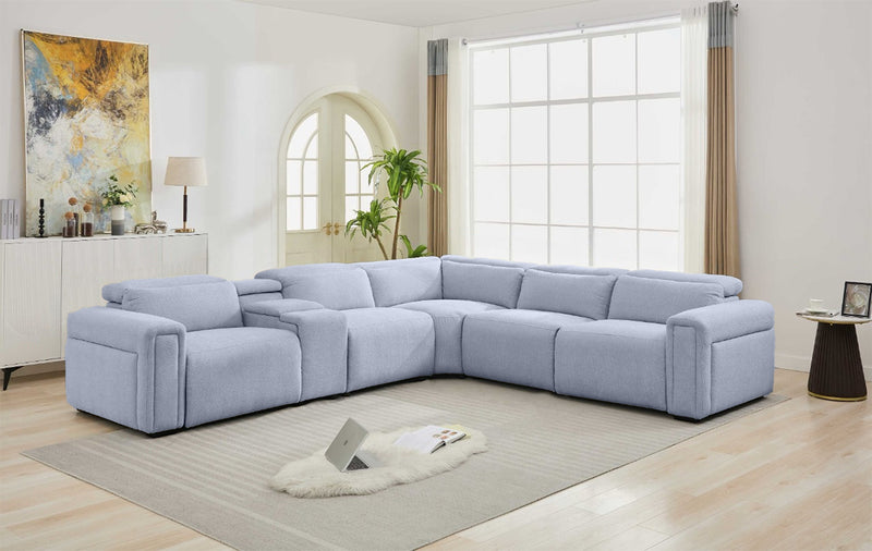 SOFA SECCIONAL RECLINABLE EN TELA ELECTRICO EN TELA GRIS