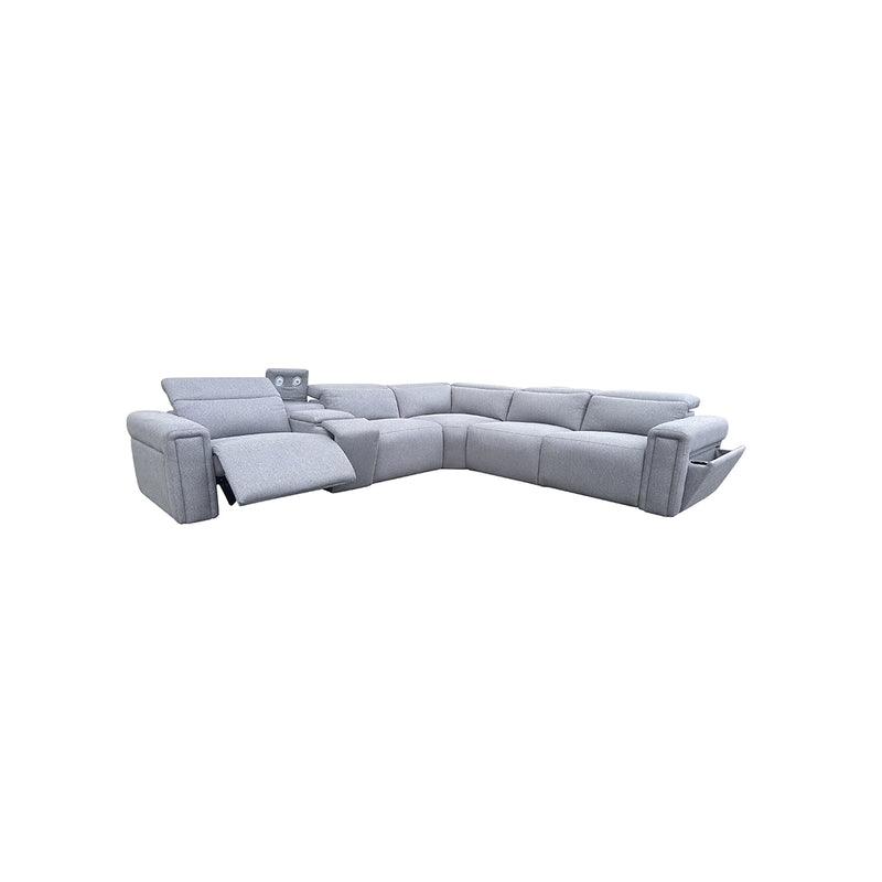 SOFA SECCIONAL RECLINABLE EN TELA ELECTRICO EN TELA GRIS