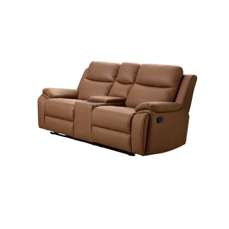 SOFA RECLINABLE DE DOS ASIENTOS MANUAL EN TELA CAMEL