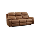 SOFA RECLINABLE MANUAL DE TRES ASIENTOS ESTILO PIEL CAMEL