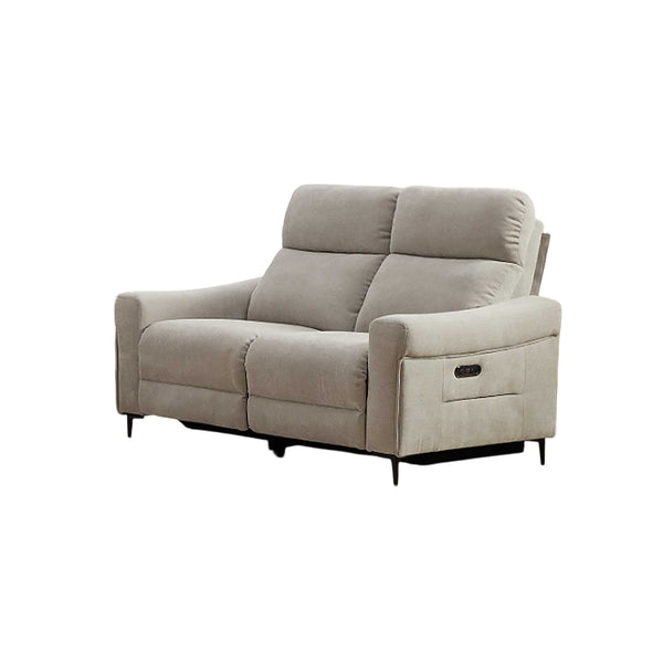 SOFA RECLINABLE DE DOS ASIENTOS ELECTRICO EN TELA GRIS