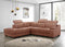 SOFA SECCIONAL ESTACIONARIO CON FRENTE DE PIEL MARRON