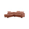 SOFA SECCIONAL ESTACIONARIO CON FRENTE DE PIEL MARRON