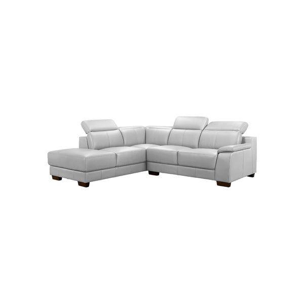 SOFA SECCIONAL ESTACIONARIO CON FRENTE DE PIEL GRIS