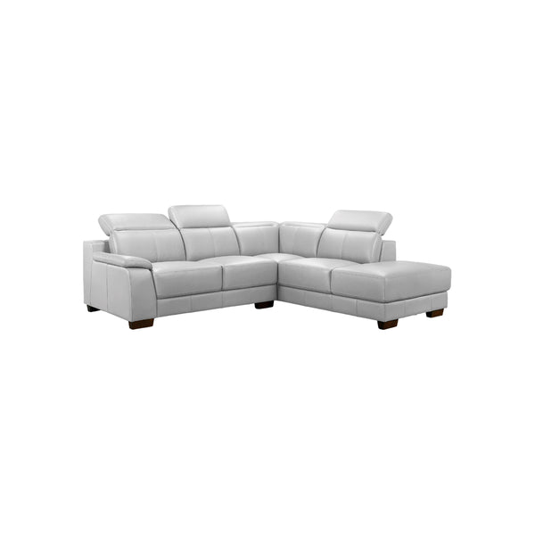 SOFA SECCIONAL ESTACIONARIO CON FRENTE DE PIEL GRIS