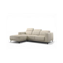 SOFA SECCIONAL ESTACIONARIO CON FRENTE DE PIEL BEIGE Y PATAS NEGRAS