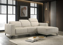 SOFA SECCIONAL ESTACIONARIO CON FRENTE DE PIEL BEIGE Y PATAS NEGRAS