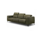 SOFA ESTACIONARIO DE TRES ASIENTOS EN PIEL SINTETICA VERDE Y PATAS NEGRAS