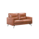 SOFA ESTACIONARIO DE DOS ASIENTOS EN FRENTE DE PIEL NARANJA