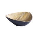 BOWL, INSIDE BRASS OUTSIDE BLACKISH BRONZE